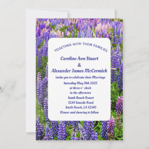 Convite Casamento Elegante Azul Floral Azul Texas