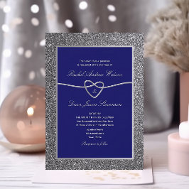 Convite Casamento Elegante Azul Royal Prata