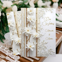 Casamento Elegante Bambu Floral Ouro Branco Elite