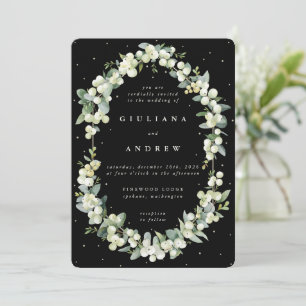 Convite Casamento Elegante Black Snowberry+Eucalyptus