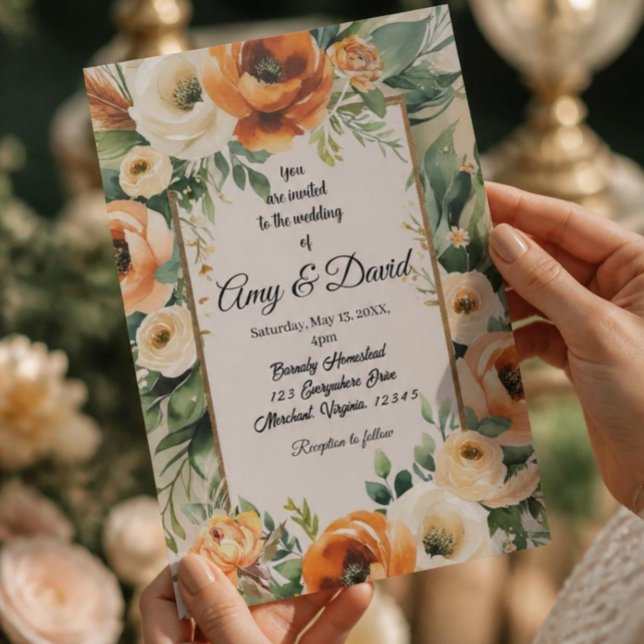 Convite Casamento Elegante Boho (Criador carregado)