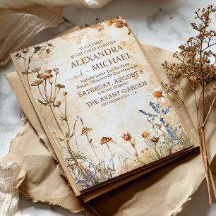Convite Casamento Elegante Boho com Flores Silvestres