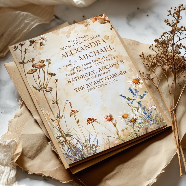 Convite Casamento Elegante Boho com Flores Silvestres (Criador carregado)