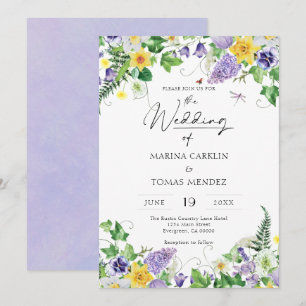 Convite Casamento Elegante Boho Wildflower