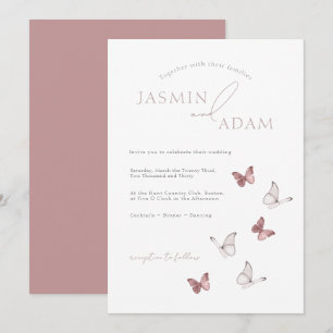 Convite Casamento Elegante Borboleta Beijo