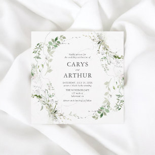 Convite Casamento Elegante Botânico Verde