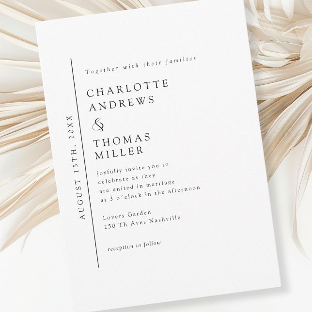Convite Casamento Elegante Branco (Modern, minimalist, trending, white, wedding invitation.)
