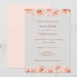 Convite Casamento Elegante Branco Dourado Floral , Rosas R