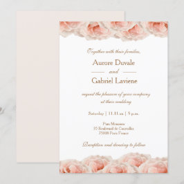 Convite Casamento Elegante Branco Dourado Floral , Rosas R