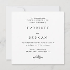 Convite Casamento Elegante Branco e Negro eterno