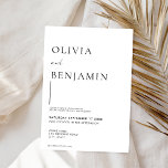 Convite Casamento Elegante Branco e Negro Simples<br><div class="desc">Convite Simples de Casamento Elegante Preto e Branco</div>