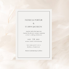 Convite Casamento Elegante Branco e Negro Simples