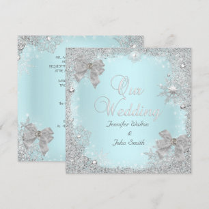 Convite Casamento Elegante Brilho Azul Turquesa Prata Arco