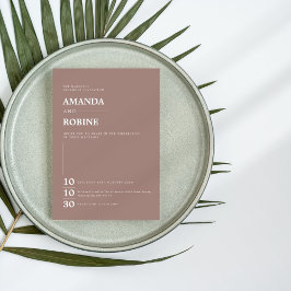 Convite Casamento Elegante Brown Minimalista Simples