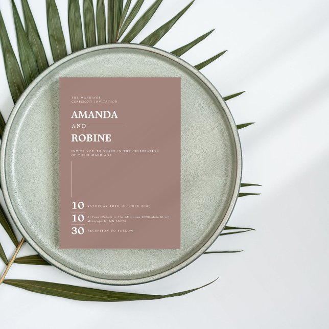 Convite Casamento Elegante Brown Minimalista Simples (Criador carregado)