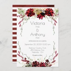 Convite Casamento Elegante Burgundy Marsala Succulents