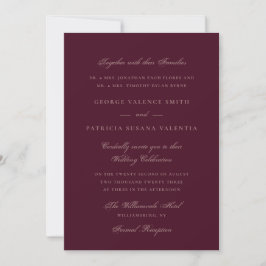 Convite Casamento Elegante Caligrafia Formal Marrom Ameixa