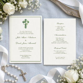 Convite Casamento Elegante Católico Irlandês Cruz Céltica