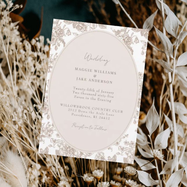Convite Casamento Elegante Chinoiserie Creme (Criador carregado)