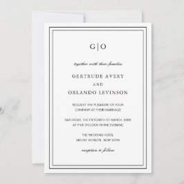 Convite Casamento Elegante Clássico Branco e Negro Gertrud
