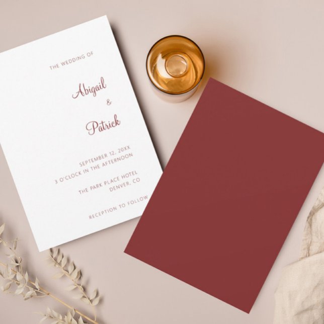 Convite Casamento Elegante Clássico Burgundy e Branco (Criador carregado)