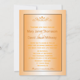 Convite Casamento elegante, clássico de folhas amarelas de