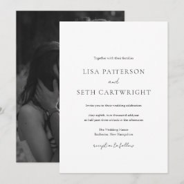 Convite Casamento Elegante Clássico de Foto Mínima Simples