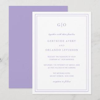 Convite Casamento Elegante Clássico de Lavanda Gertrude