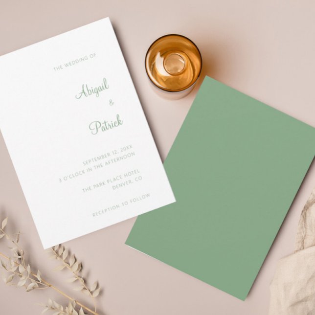 Convite Casamento Elegante Clássico em Verde Sage e Branco (Criador carregado)