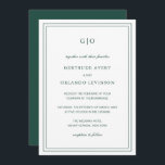 Convite Casamento Elegante Clássico Gertude Emerald Verde<br><div class="desc">Um convite de casamento verde ao estilo clássico / emerald com um design simples e mínimo com o seu monograma no topo e os seus detalhes de eventos rodeados por uma dupla fronteira. As fontes se alternam entre um script elegante, um serif tradicional e fontes sans serif minimalistas. Este convite...</div>