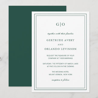 Convite Casamento Elegante Clássico Gertude Emerald Verde