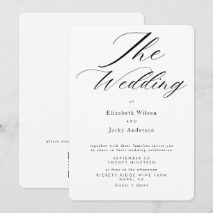 Convite Casamento Elegante Clássico Preto e Branco com QR