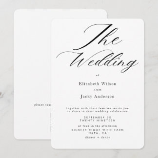 Convite Casamento Elegante Clássico Preto e Branco com QR 