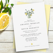 Casamento Elegante Código QR de Limões Aquarela