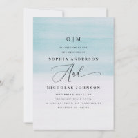 Casamento Elegante com Aquarela Azul | Rótulo Náut