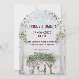 Convite Casamento Elegante com Aquarela no Jardim