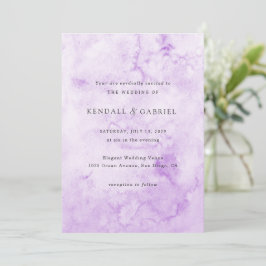 Convite Casamento Elegante com Aquarela Roxa Moderna
