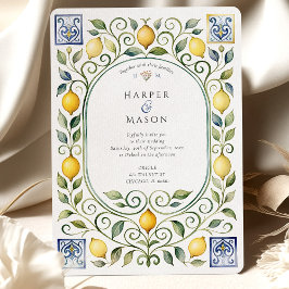 Convite Casamento Elegante com Azulejos Italianos de Limão