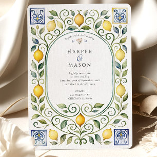 Convite Casamento Elegante com Azulejos Italianos de Limão