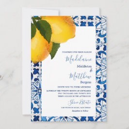 Convite Casamento Elegante com Azulejos Mediterrâneos em A