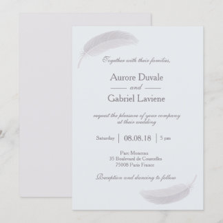 Convite Casamento elegante com cinzas brancas azuis de Ang