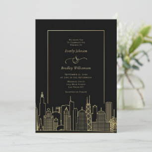 Convite Casamento Elegante com Código QR de Foto Preto e D