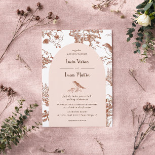 Convite Casamento Elegante com Detalhes Vintage da Florest