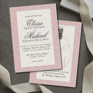 Convite Casamento Elegante com Faixa Vermelha e Letra de R