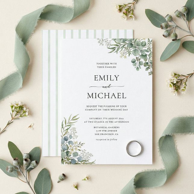 Convite Casamento Elegante com Flora Aquarelada (Criador carregado)