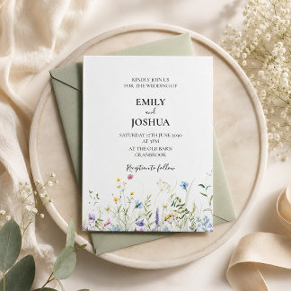 Convite Casamento Elegante com Flores Silvestres