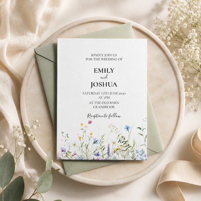 Convite Casamento Elegante com Flores Silvestres (Criador carregado)