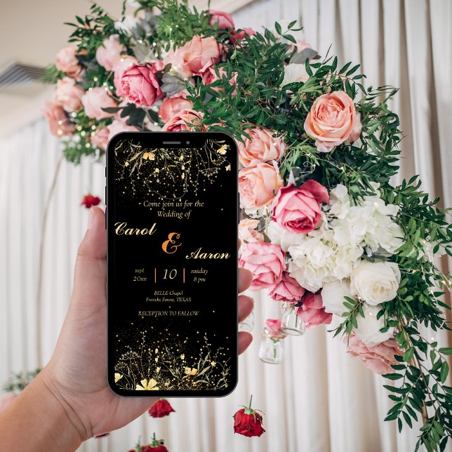 Convite casamento elegante com flores silvestres (Criador carregado)