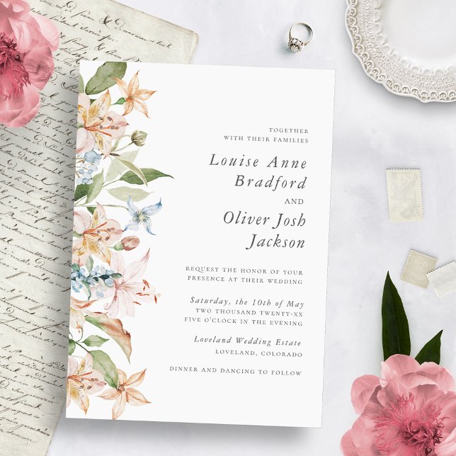 Convite Casamento Elegante com Flores Silvestres (Criador carregado)