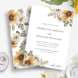 Convite Casamento Elegante com Girassóis
